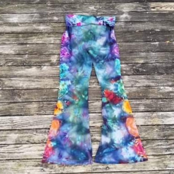 Tie dye chakras foldover yoga pants - Picture 2 of 3